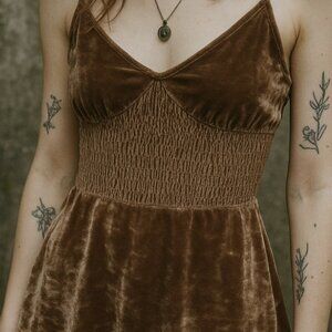 Emma & Sam Y2K Brown Velvet Romantic Fairy Grunge Festival Cami Top Sz M